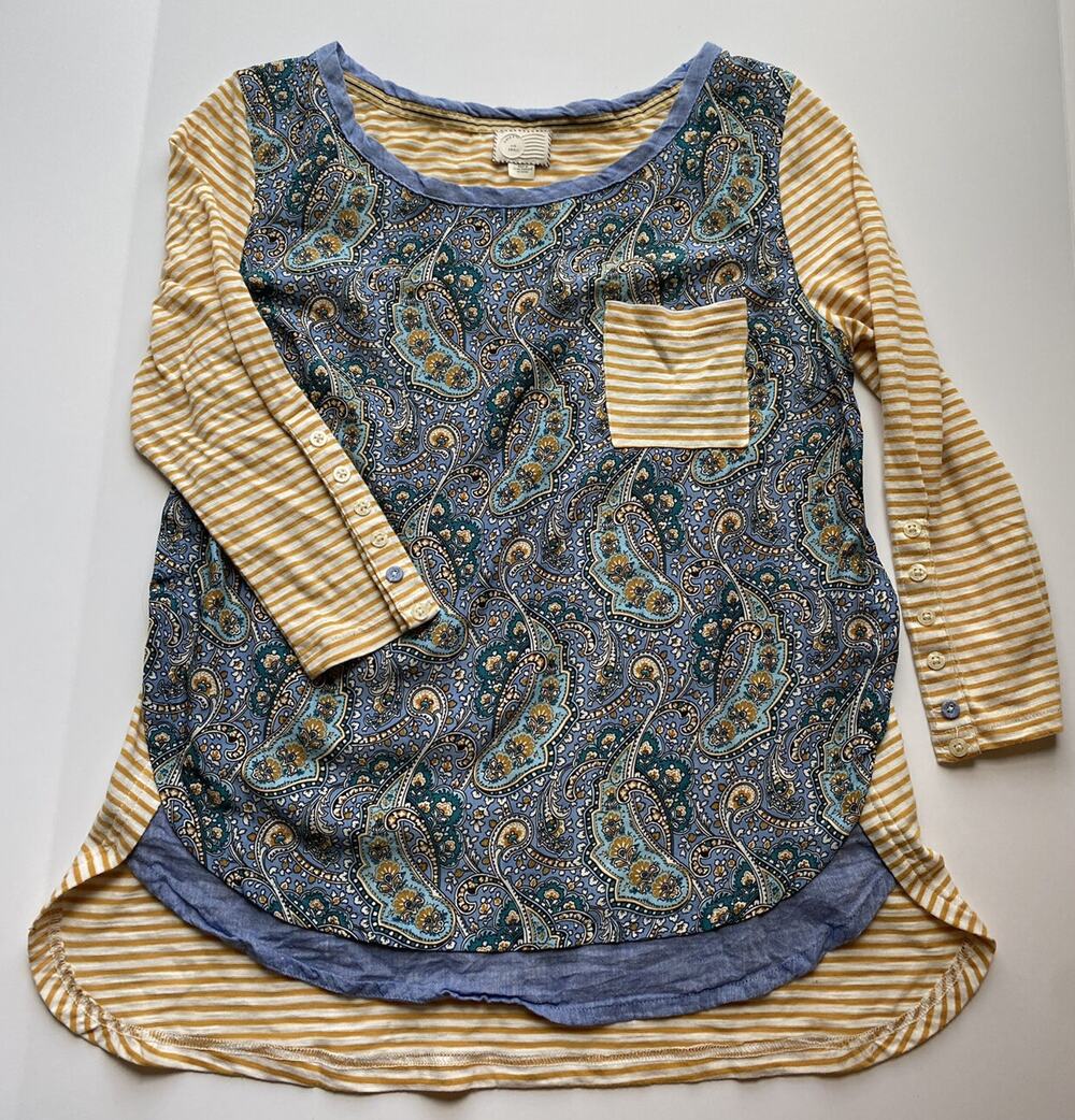 Anthropologie Paisley Stripe Top